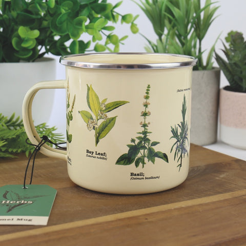 Gift Republic Mok emaille - Enamel Mug - Herbs