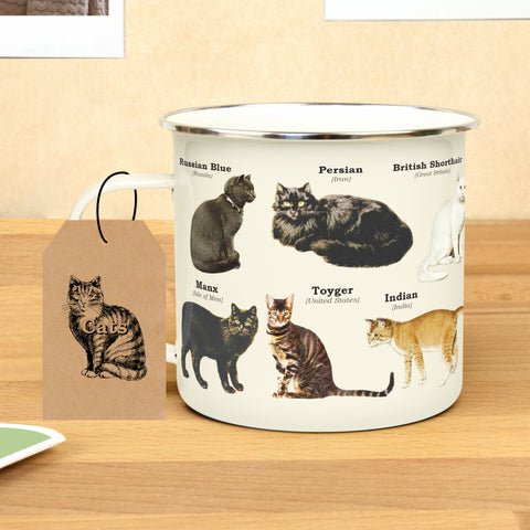 Gift Republic Mok emaille - Enamel Mug - Cats