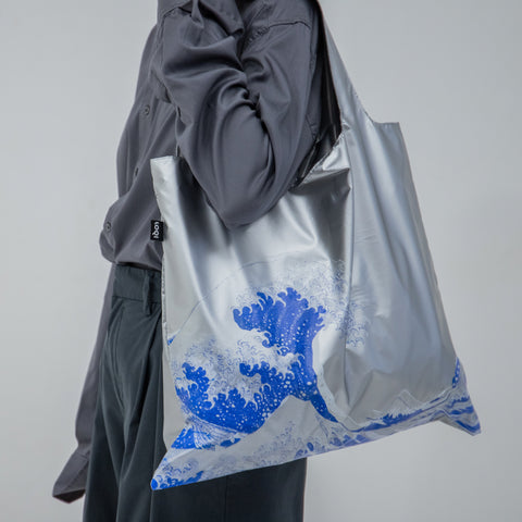 LOQI Bag Large - The Great Wave Silver Metallic