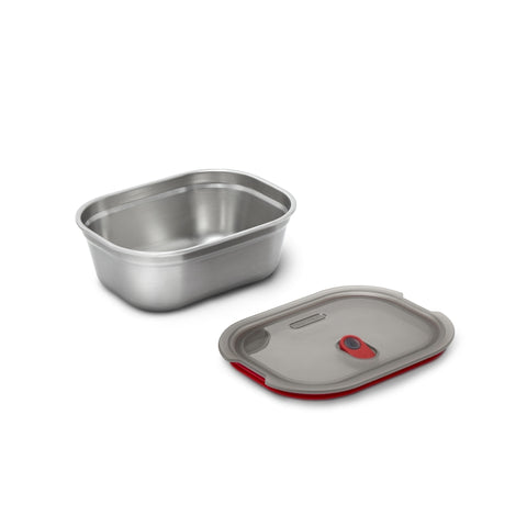 Black+Blum Steel Food Box Small - Meal prep - 173x127x65mm - Grijs/Rood