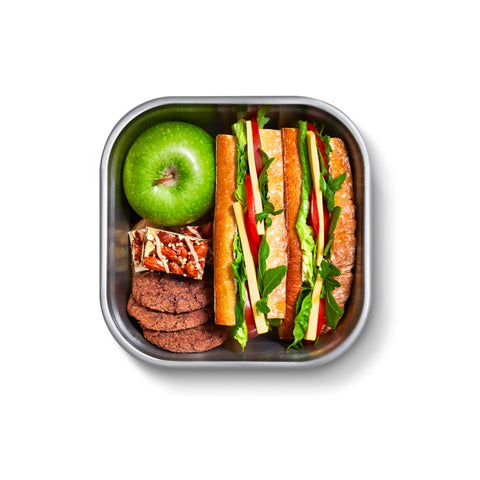 Black+Blum Steel Food Box Square - Meal prep - 195x189x77mm - Grijs/Rood