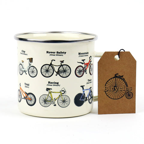 Gift Republic Mok emaille - Enamel Mug - Bikes