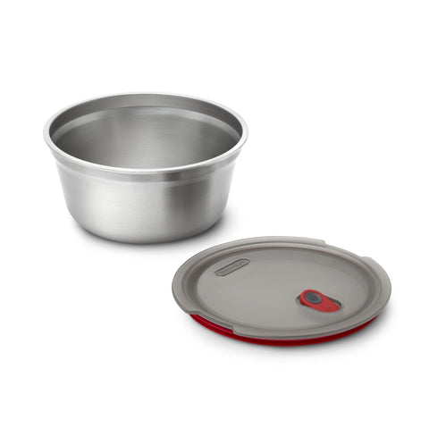 Black+Blum Steel Food Bowl Large - Meal prep - Ø170mm - H 81mm - Grijs/Rood