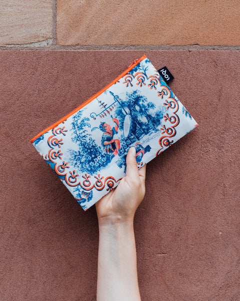 LOQI Zip Pockets - Tapestry, Toile de Jouy, Peacock