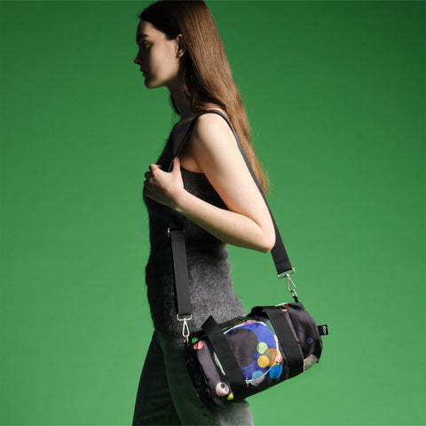 LOQI Weekender Medium - Several Circles Neon Green gerecycled