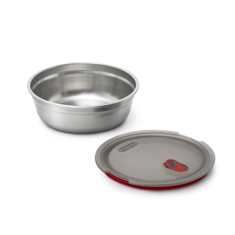 Black+Blum Steel food Bowl Small - Meal prep - Ø170mm - H 59mm - Grijs/Rood