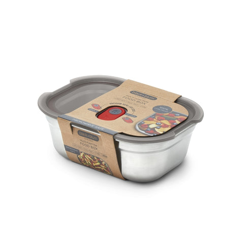 Black+Blum Steel Food Box Small - Meal prep - 173x127x65mm - Grijs/Rood