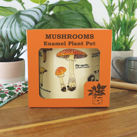 Gift Republic Bloempot Emaille - Mushrooms
