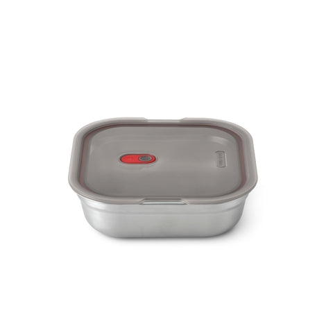 Black+Blum Steel Food Box Square - Meal prep - 195x189x58mm - Grijs/Rood
