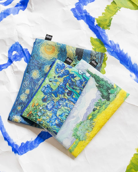 LOQI Zip Pockets - Irises, A Wheatfield With Cypresses, The Starry Night gerecycled