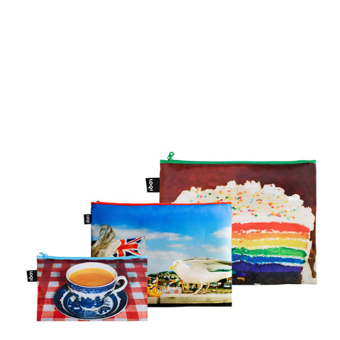 LOQI Zip Pockets - Seagulls, Real Food and England gerecycled