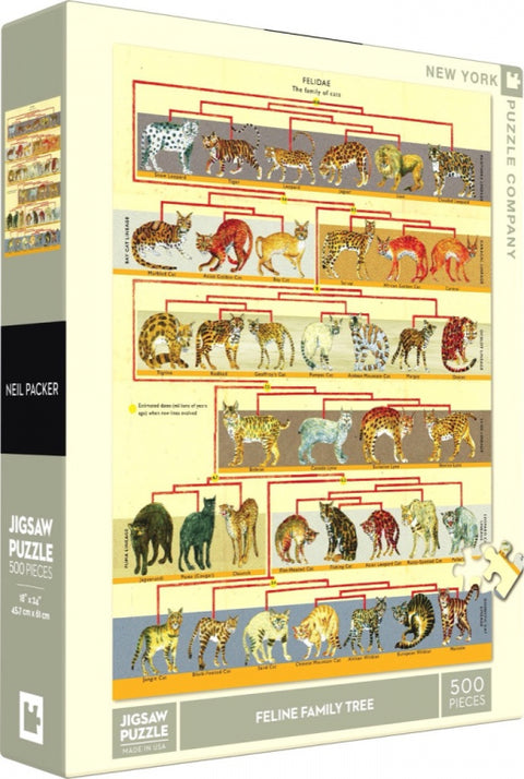 New York Puzzle Company Puzzel Feline Family Tree - 500 stukjes