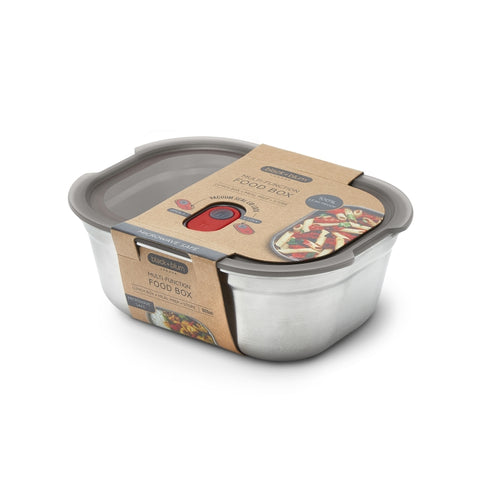 Black+Blum Steel Food Box Medium - Meal prep - 190x143x73mm - Grijs/Rood