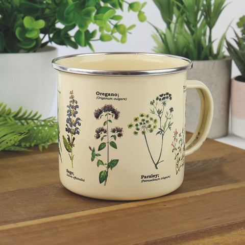 Gift Republic Mok emaille - Enamel Mug - Herbs