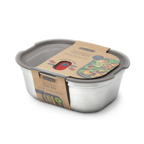 Black+Blum Steel Food Box Large - Meal prep - 206x159x79mm - Grijs/Rood