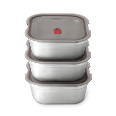 Black+Blum Steel Food Box Square - Meal prep - 195x189x77mm - Grijs/Rood