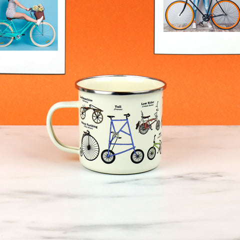Gift Republic Mok emaille - Enamel Mug - Bikes