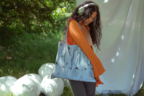 LOQI Bag Large - Family Pattern reflecterend