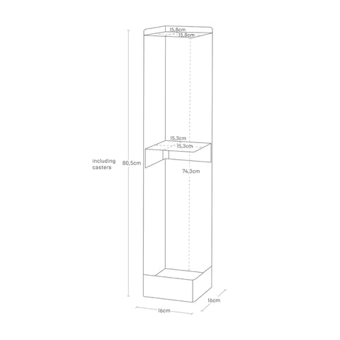 Yamazaki Tower Toiletrolhouder op wielen smal
