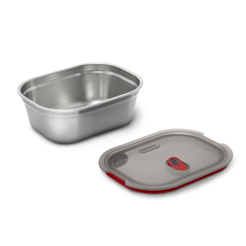 Black+Blum Steel Food Box Large - Meal prep - 206x159x79mm - Grijs/Rood