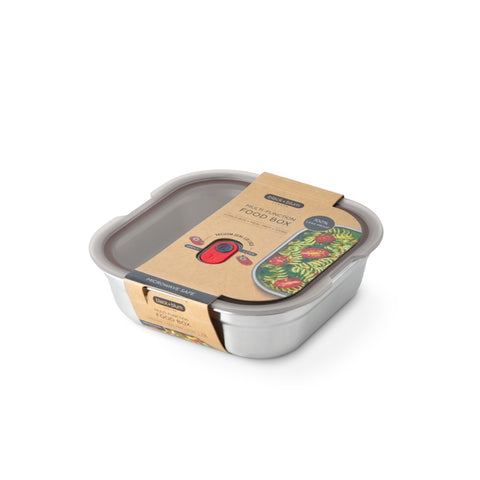 Black+Blum Steel Food Box Square - Meal prep - 195x189x58mm - Grijs/Rood