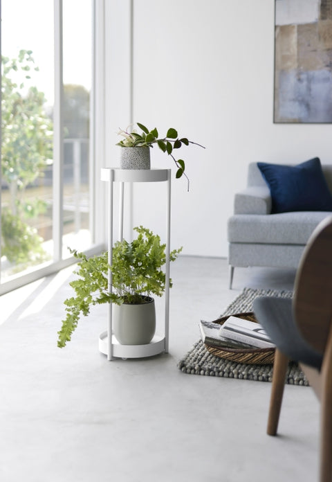 Yamazaki Tower Plantenstandaard 2-laags op wielen