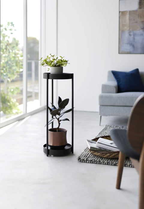 Yamazaki Tower Plantenstandaard 2-laags op wielen
