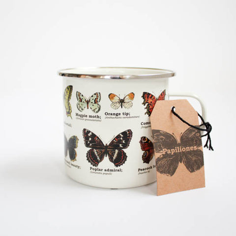 Gift Republic Mok emaille - Enamel Mug - Butterflies