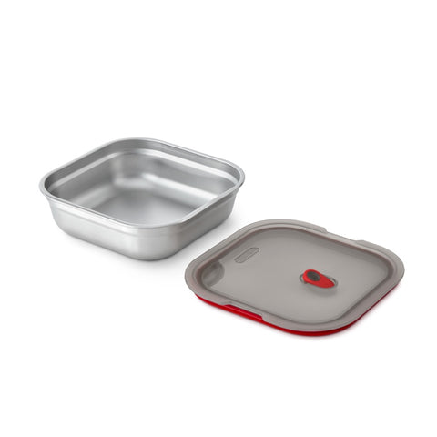 Black+Blum Steel Food Box Square - Meal prep - 195x189x58mm - Grijs/Rood