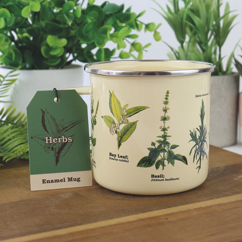 Gift Republic Mok emaille - Enamel Mug - Herbs