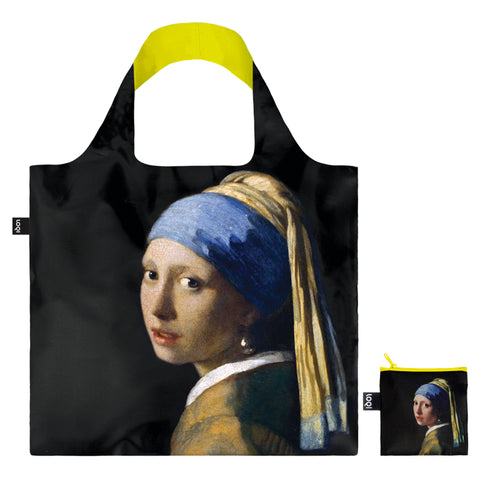 LOQI Bag Large - Girl with a Pearl Earring Neon Yellow gerecycled