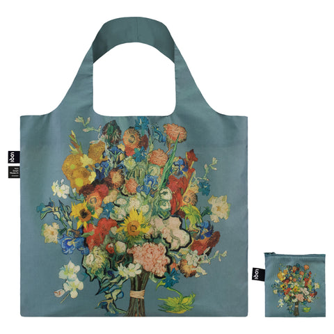 LOQI Bag Large - Blue Flower Pattern gerecycled