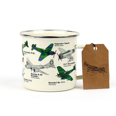 Gift Republic Mok emaille - Enamel Mug - Aeroplane