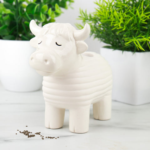 Gift Republic Plantenpot met chiazaden - Highland Cow