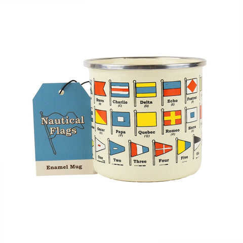Gift Republic Mok emaille - Enamel Mug - Nautical Flags