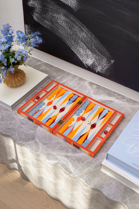 Printworks Spel - Backgammon Lacquered - Rood