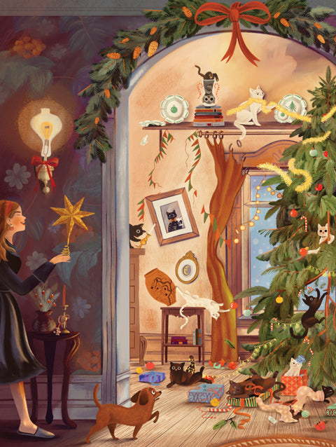 New York Puzzle Company Puzzel - Cats in December - 1000 stukjes