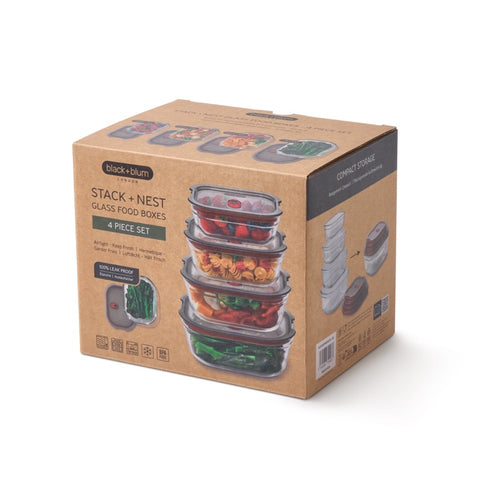 Black+Blum Glass Food Box set Mixed (XS/S/M/L) - Meal prep - set van 4