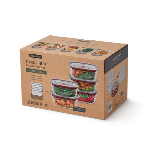 Black+Blum Glass Food Box set Medium - Meal prep - set van 5