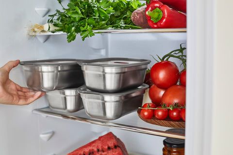 Black+Blum Steel Food Box Small - Meal prep - 173x127x65mm - Grijs/Rood