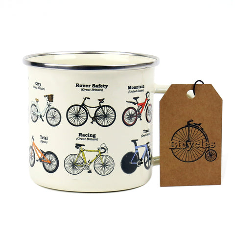 Gift Republic Mok emaille - Enamel Mug - Bikes