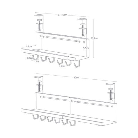 Yamazaki Smart Kabel- en routerorganizer voor onder bureau uitschuifbaar