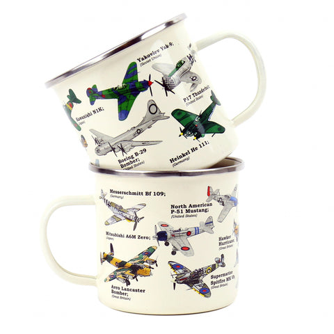 Gift Republic Mok emaille - Enamel Mug - Aeroplane