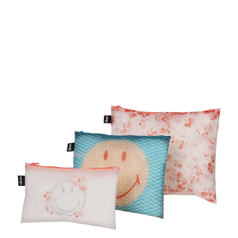 LOQI Zip Pockets - Transparent Milky Blossom