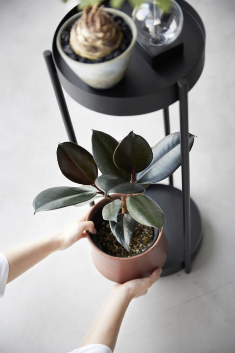Yamazaki Tower Plantenstandaard 2-laags op wielen