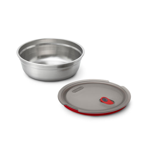 Black+Blum Steel food Bowl Small - Meal prep - Ø170mm - H 59mm - Grijs/Rood