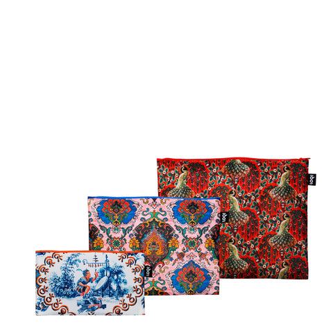LOQI Zip Pockets - Tapestry, Toile de Jouy, Peacock