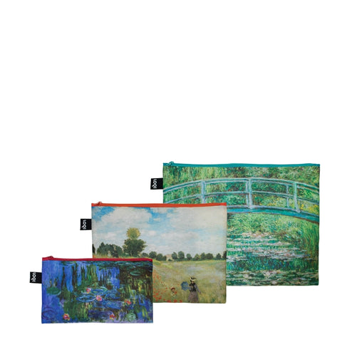 LOQI Zip Pockets - Japanese Footbridge, Wild Poppies & Water Lilies gerecycled