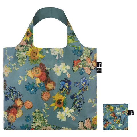 LOQI Bag Large - Blue Flower Pattern gerecycled