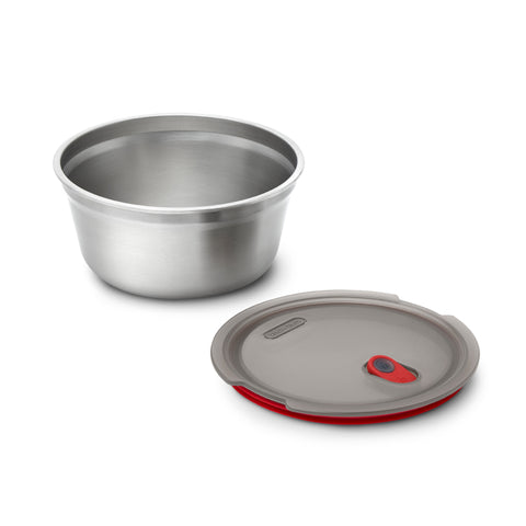 Black+Blum Steel Food Bowl Large - Meal prep - Ø170mm - H 81mm - Grijs/Rood